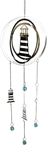 Leuchtturm Windspiel Metall 80 x 18 cm Maritim Garten Figur Wohnen Deko GCG D55