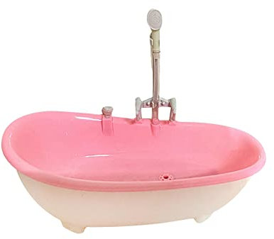 perfk Elektrische Puppenhaus Badewanne Im Maßstab 1: 6 Puppenhaus Dekoration für 12 Zoll Puppenfiguren Geschenke, Hell-Pink