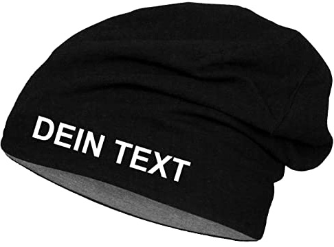 Roughtex Jersey Beanie personalisierbare Mütze eigener Text | 95% Baumwolle 5% Elasthan – Damen Herren – doppellagig - bedruckbar mit Name, Spruch, Schrift
