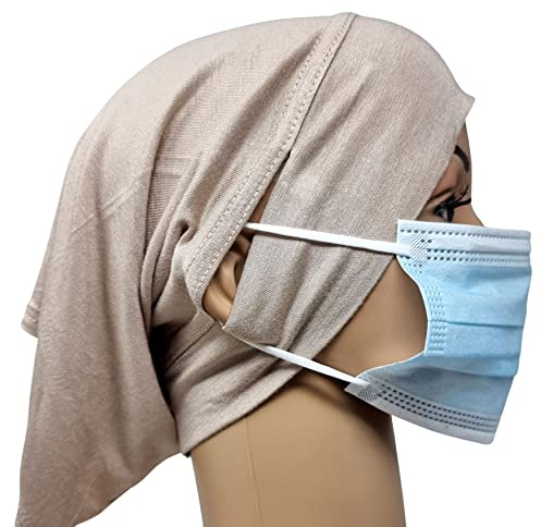 Hätta viskos hijab med öronhål stretch jersey huvud sovmössa under halsduk ben huvudduk turban stretchig mössa cancer hårskydd skydd patienter, SOLBRÄNNA, en storlek