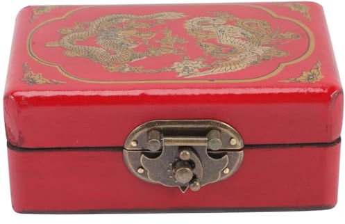 STOBAZA Aufbewahrungsbox Verschließbar Holz Schmuckkästchen Vintage Stil Mit Schloss Kompakter Organizer Für Ringe Ketten Ohrringe Schutz Und Ordnung Zuhause