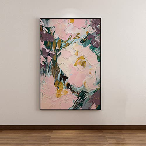 Ölbilder Auf Leinwand Handgemalt, Rosa Textur Rose Blume Abstrakte Kunst Moderne Kunstwerke Rahmenlose Handgemalte Ölgemälde Auf Leinwand Wandkunst Für Wohnzimmer Schlafzimmer Büro Wohnkultur,