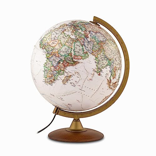 Tecnodidattica – Globe terrestre NATGEO Explorer Executive | Cartographie officielle physico-politique National Geographic Executive | Lumineux et rotatif | Textes en français | Diamètre 30 cm