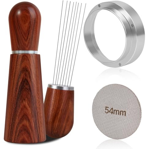 Reoszeank 54mm Espresso Accessories Kit, WDT, Dosing Funnel, Puck Screen | 316 Stainless Steel Needle WDT Tool, Coffee Distribution Stirrer