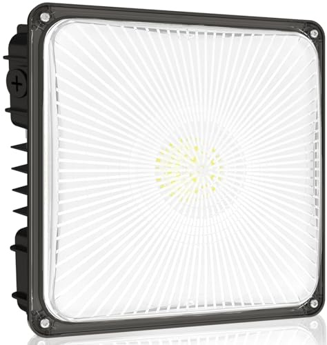 HYPERLITE 100W Canopy LED Lights: 14000LM 1-Pack IP65 Commercial Gas Station Lighting - Square Aluminum Industrial Heat Dissipation for Parking Garage Carport