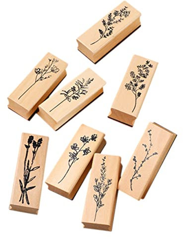 8st Blumen Setzen Stempel Handgefertigter Holzstempel Alte Stempel Kreative Stempel Zum Basteln Zeitschriftenstempel Sammelalbum-stempel Selber Machen Briefmarken Tagebuch Hölzern