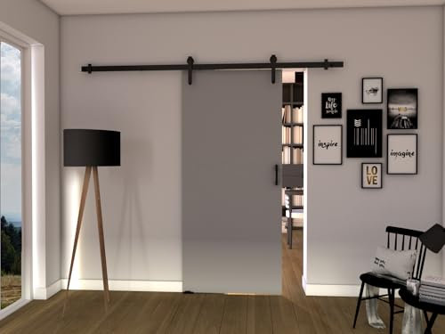 MINIO go for it - Schiebetür Komplettset LIFT A, 86 cm Breit, Schiebetüren, Wandmontage, Schiebetürsystem, Zimmertüren - Grau Matt
