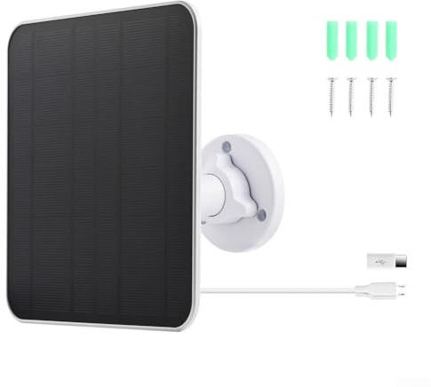 Solar Panel, Waterproof for for RING Solar Charger for Video Doorbell 2, 3, 4 and Video Doorbell (White)