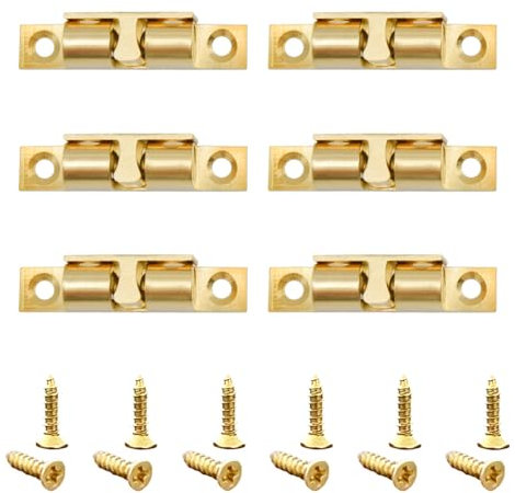 Hocansen 6 Stück Messing Doppel Kugelschnäpper 50mm Möbel Türverschluß Halte Verschluss Double Ball Roller Catch Türschnäpper Möbel Schnapper für Küche Schränke (PZ-MS/50MM)