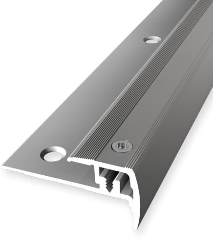 Profilo angolare per scale, 21 x 21,5 x 2700 mm, profilo angolare in alluminio, scanalato, forato, in acciaio inox, altezza 4-9 mm