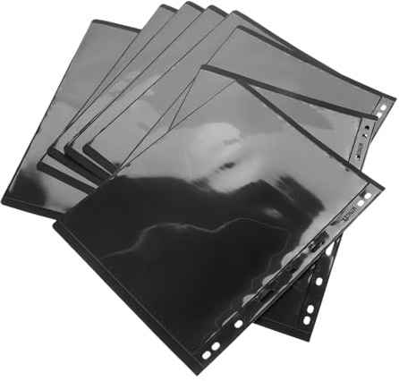 Garneck Stamp Collecting Album Pages Easy Viewing 10pcs with Black Pet Material, 1 Slot Single Row Loose-leaf Design and Ample Space for Stamp and Coin Collection Storage