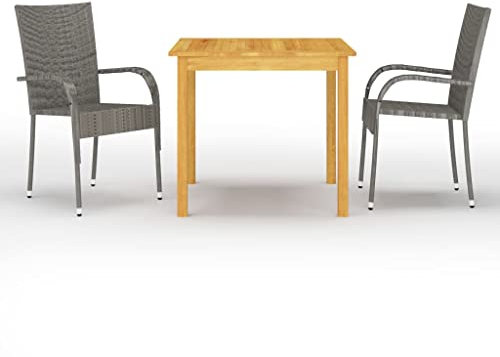 NQJIBUE Gartenmöbel-Set, 3-teilig, Grau, Gartenmöbel-Sets