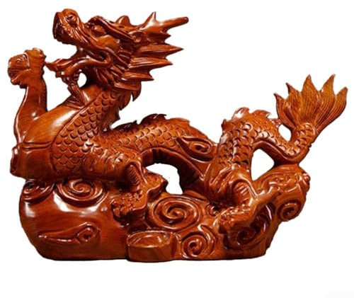 Handgefertigte chinesische Drachenfigur aus Holz, lebendige Skulptur, die verheißungsvolle Energie in Ihr Wohnumfeld bringt