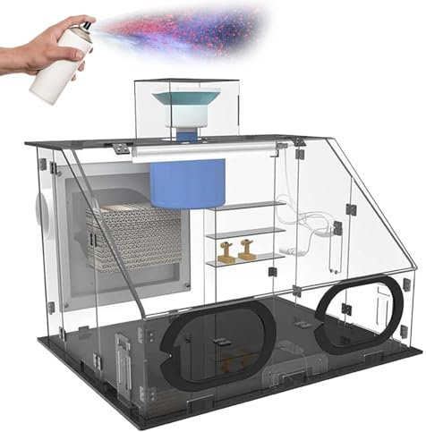 CYTBEK Ensemble De Boîte De Pulvérisation De Peinture à Couverture Complète à 360 °, Cabine De Pulvérisation D'aérographe, Armoire De Peinture Hermétique Transparente avec Ventilateur De 40 W