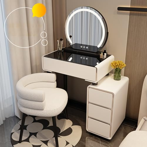 Tavolo da trucco con specchio e luci Toeletta da Trucco Moderna con Specchio Illuminato Tavolini da Toilette per Camera da Letto per Donne e Ragazze per Camera da Letto Ragazze(Deep black,50cm/19.7in)