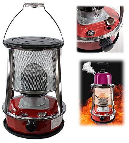 NTALJC Stufa da Campeggio Portatile Riscaldatori a Olio Stufa a Cherosene in Acciaio Inossidabile Riscaldatore per Interni efficiente Senza elettricità Riscaldatore di Emergenza per Tenda/4.6L/Rosso