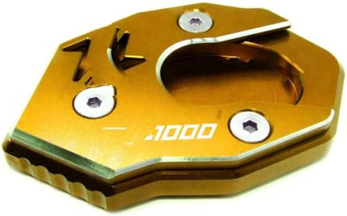 Motorradständer Motorrad Seitenständer Puck Motorräder für Kawasaki Z1000 Z 1000 Motorrad CNC Kickstand Fuß Seitenständer Verlängerung Pad Stützplatte(Gold)