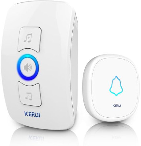 Fuers Wireless Doorbell Plug in Door Bell Chime Works at 1000ft 300M, Door Bells Wireless Cordless Doorbell with 32 Chimes 4 Adjustable Volume, IP55, Easy to Install for Home and Store Safety