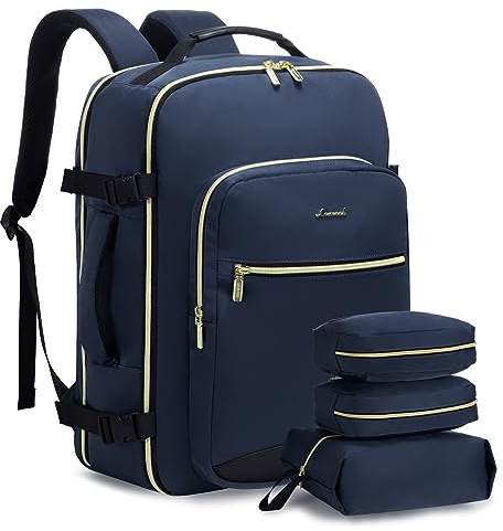 LOVEVOOK Handbagage Ryggsäck Flygplan, 45L Stor Reseryggsäck Dam Resväska Ryggsäck, Vattentät Resväska för 18-tums Laptop, Reseryggsäck för Resor Affärsresor Affärsvandring Weekend