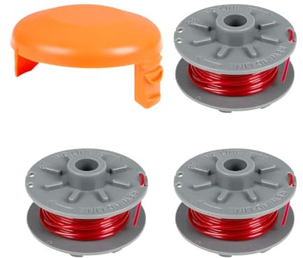 YWNYT Ersatz-Rasentrimmerspule für Gardena 5364-20, 1,6 mm x 6,1 m, Rasentrimmer-Spule für Gardena Turbo Trimmer SmallCut 2401, Rasentrimmerspule für Gardena mit 5328-20 Abdeckung (3 Spule + 1)