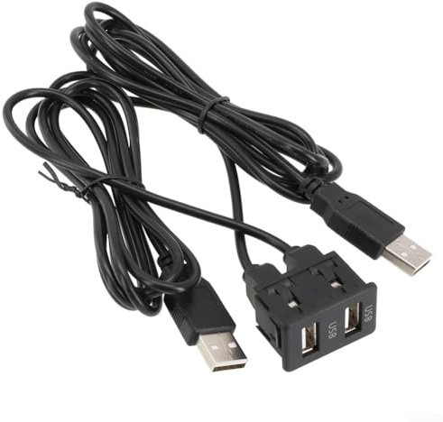 AIDNTBEO Flush Mount Dual USB Port Panel with 150CM Extension Cable for Car Stereo Systems