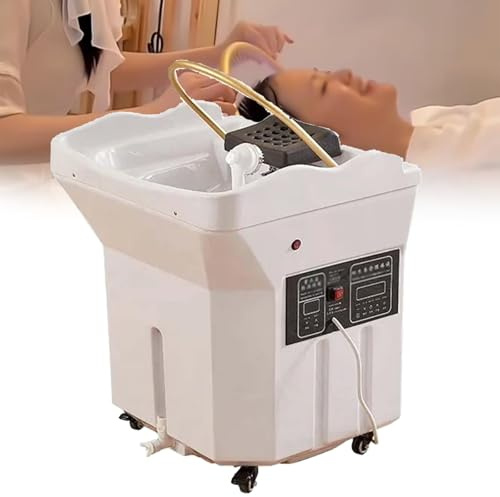 JJENXYYDS Bac à Shampoing Spa Japonais 60 L à Circulation d’Eau | Double contrôle, fumigation et luminothérapie pour salon de coiffure, institut de beauté et soins capillaires,Blanc-Série 1