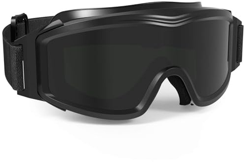 Feyachi Lunettes Airsoft - Protection UV400 - Militaire Airsoft - Avec 2 verres interchangeables - Pour chasse, tir, moto, sport - Noir