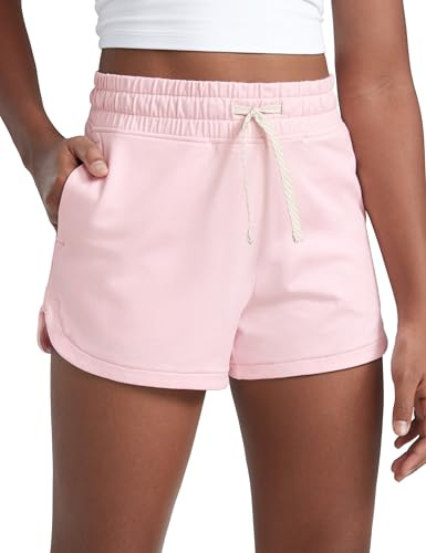 CRZ YOGA Filles Cloud Jersey Dauphin Shorts Sweat | Taille Haute, Maille Grattée Confortable, Décontracté, Poches, pour Adolescents