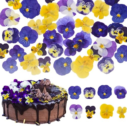 Celblisora 40 pièces de 8 variétés de Fleurs Naturelles séchées, pressées, comestibles pour décorer Les Garnitures de gâteaux – Mélange de Violette Tricolore pour Cocktails, Artisanat DIY