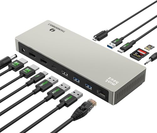 Minthouz Thunderbolt 4 Dock for HP Lenovo Dell Mac | 12-in-1 Thunderbolt 4 Docking Station with 8K Dual HDMI,PD 96W ,7*USB Port,2.5G Ethernet for Laptop/Tablet/Phone