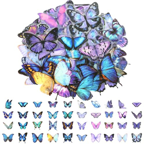 160 Stück Schmetterling Aufkleber, Selbstklebend Schmetterling Sticker, PET Wandtattoo Schmetterlinge, Schmetterlinge Deko Aufkleber für Tagebücher, Wand, Laptops, Gepäck, Handyhüllen und DIY