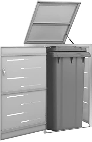 SKM Cobertizo para un contenedor Basura Acero 69x77,5x112,5 cm,Casa y jardín,Productos del hogar,Accesorios para contenedores de residuos,Soportes para contenedores de residuos,Gris,22 kg,149558