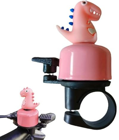 JYNVO Sonnette de Vélo Enfant Dinosaures Rose, Klaxon Velo pour Fille Garçon Adulte, Mini son fort, pour Vélo/Scooter/Tricycle/Vélo Enfant, facile à monter