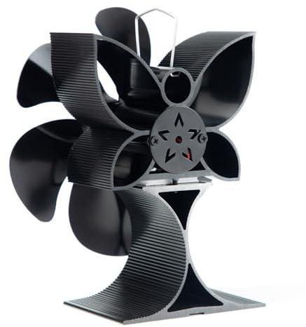 Gettimore 6-Blade Stove Fan for Wood Burning Fireplace, Thermoelectric Heat Powered Air Circulator, Silent Operation ≤25dB, 1400rpm, Compatible with Most Fireplaces, Black