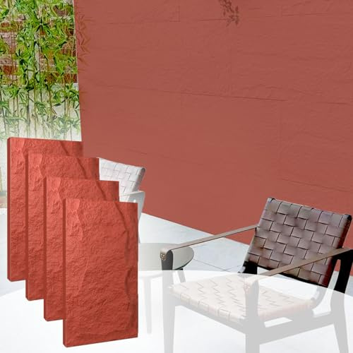 4 pezzi di piastrelle for pareti esterne in finta pietra in PU, effetto pietra leggera, for decorazioni interne ed esterne/ristrutturazioni commerciali(4PCS Red)