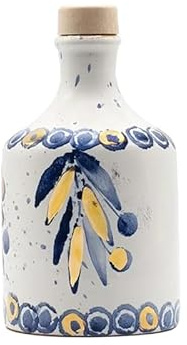 Delio Olio Extravergine di Oliva dalle migliori cultivar dell'Umbria - Orcio in ceramica “Oro in Blu” (Fantasia 6)