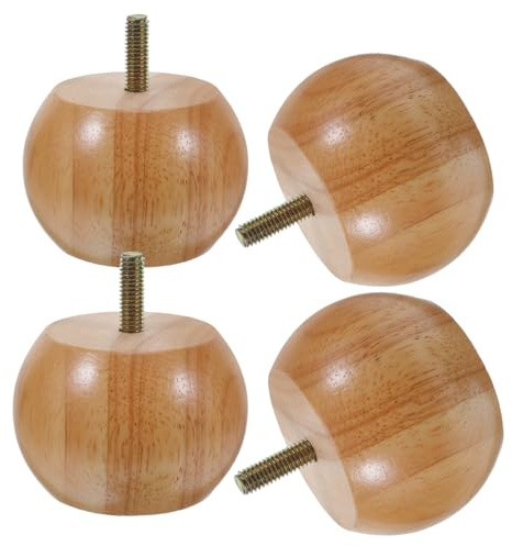 WHAMVOX 4 Stück Runde Möbelfüße aus Massivem Holz 5cm Hoch Unbehandelte Möbelbeine für Sofa Schrank Bett Ersatz Holzfüße mit Montagematerial für Vielseitige Verwendung