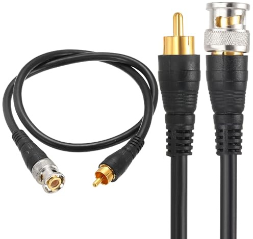sourcing map BNC Male to RCA Male Coaxial Cable, 0.5M RG59 75-3, Black | Video Cable Extension Connector for DVR CCTV Camera Security System Monitor Video Connection