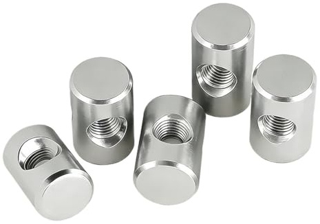 304 Hammer-Kreuzlochmutter M4 M5 M6 Edelstahl-Laufmutter Zylindrischer Stiftdübel Holzmöbel eingebettete Verriegelungs-Langmutter(12mm,M6 (5pcs))