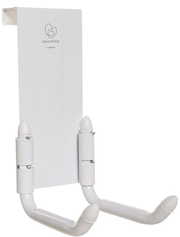 Dreambaby Strollerbuddy StrollAway Over The Door Stroller Hanger & Hook - No Drill - Heavy Duty Metal 50lb/22.5kg Capacity, Adjustable Arms - Stroller Hook for Hallway, Garage & Entryway Storage