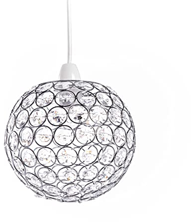 Innoteck Compact Acrylic Spherical Pendant Lampshade - for Dinning Living Room Bedroom Home Restaurants Office Bar Café Lighting Decoration - Chrome