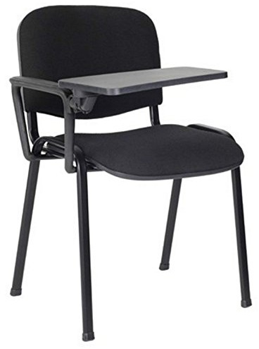 10 Sedie in tessuto con scrittoio ribaltina tavoletta per sala corsi convegni riunioni (Nero)
