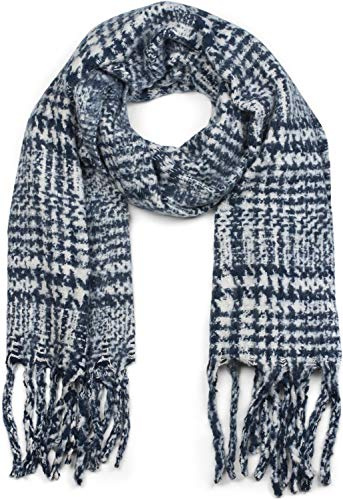 styleBREAKER unisex XXL halsduk med karo mönster och långa fransar, vinter stickad sjal 01017102