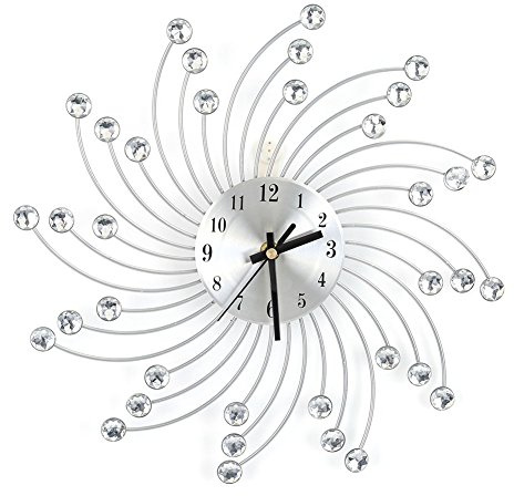 Wanduhr, Kristalldiamamond, Moderne Wanduhr aus Metall, leise, Kaminuhr für Wohnzimmer, kreative Zahlen, Kunstdekoration, für Wohnzimmer, Schlafzimmer, Büro, Hotel, Café,