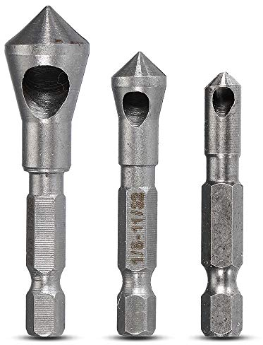 TuToy 3Pcs Stahl Entgraten Externe Fase Tool Bohrer Kit Entfernen Sie Grat Zubehör