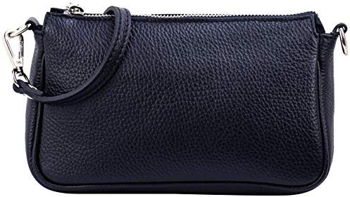 SH Leder Echtleder Schultertasche Umhängetasche Handtaschen Clutch kleine Tasche Abendtasche 23x13cm Jennie G323 (Dunkelblau)