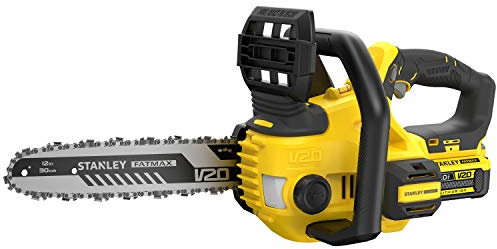 STANLEY FATMAX Tronçonneuse à batterie Lithium, longueur barre et capacité de coupe 30 cm, double poignée 18 V 2.0 Ah, SFMCCS630M1-QW