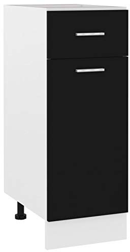 Festnight Küchenschrank Hängeschrank Aufbewahrungsschrank Schubunterschrank Unterschrank Küche Küchenmöbel Küchenzeile Küchenmöbel Schwarz 30x46x81,5 cm Spanplatte