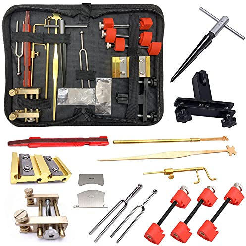 Jiayouy 15-teiliges Violinen--Set mit Tragetasche, Geigenbau-Werkzeuge mit Stimmgabel, Violinen-Peg-Spulen, Rasierer, Violin-Klemme, Sound-Pfosteneinsatz, T-Griff-Reibahle