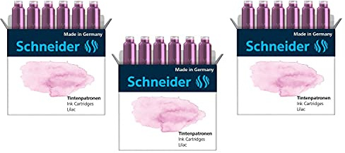 Schneider - Juego de 3 fundas de 6 cartuchos de tinta para pluma estilográfica, color morado